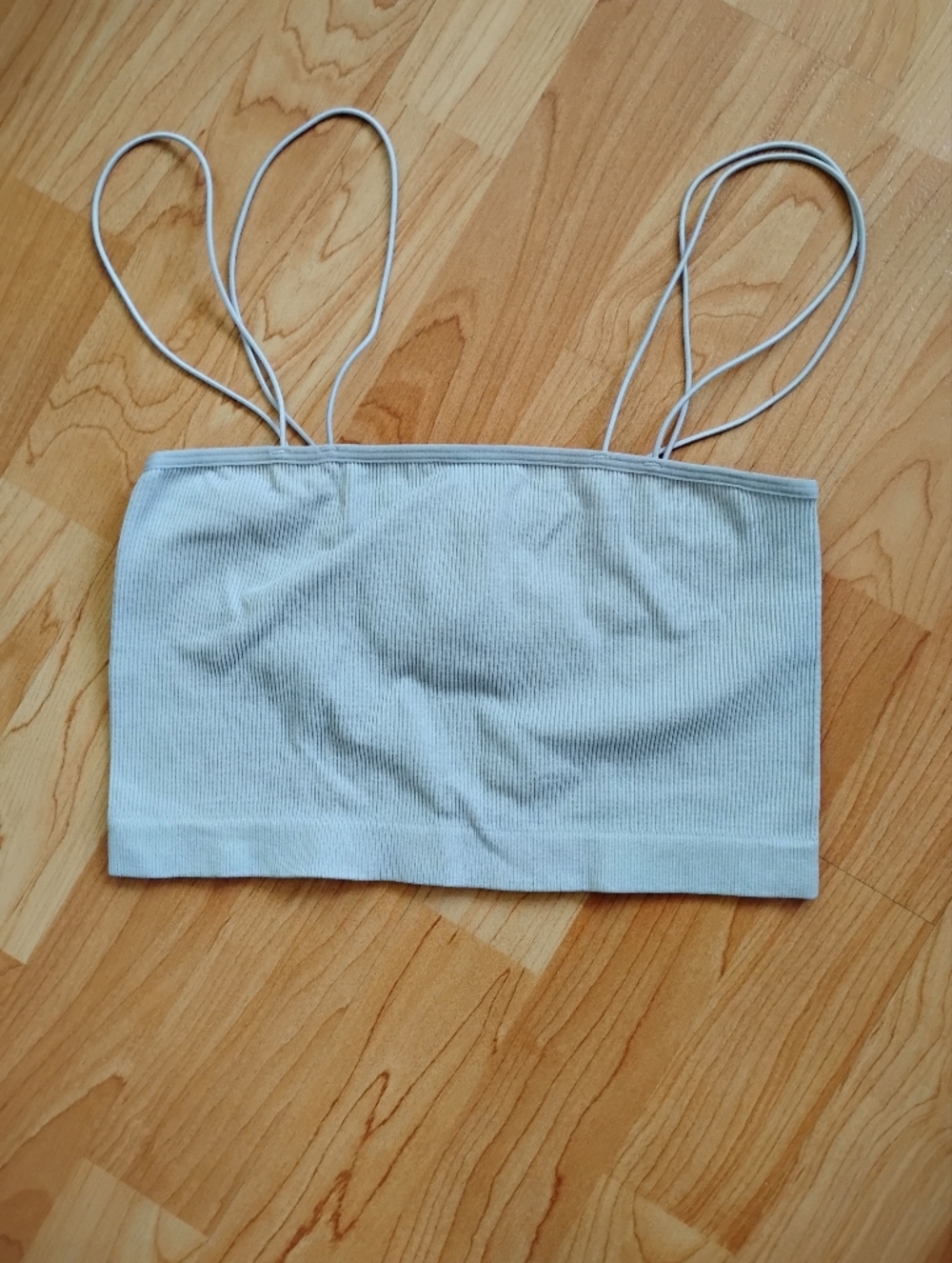 Forever 21 Light Gray Ribbed Spaghetti Strap Crop Top